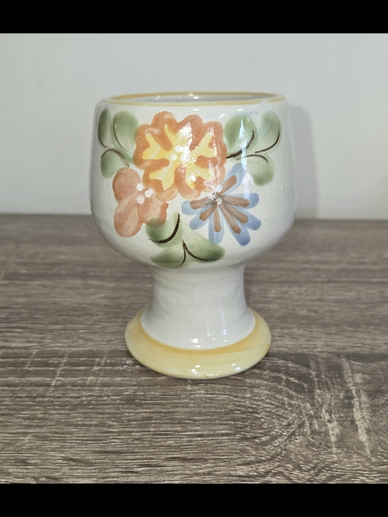 Other - Louisville Stoneware Goblet Floral Yellow Footed Made in kentucky 4"